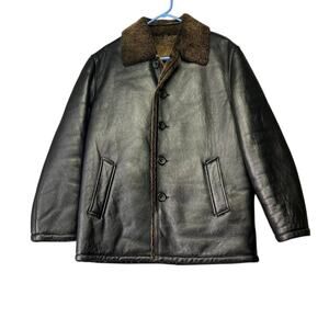 Wpkds Coat Jacket Mens XL Brown Black Winter Leather Jacket Fur Sheepskin